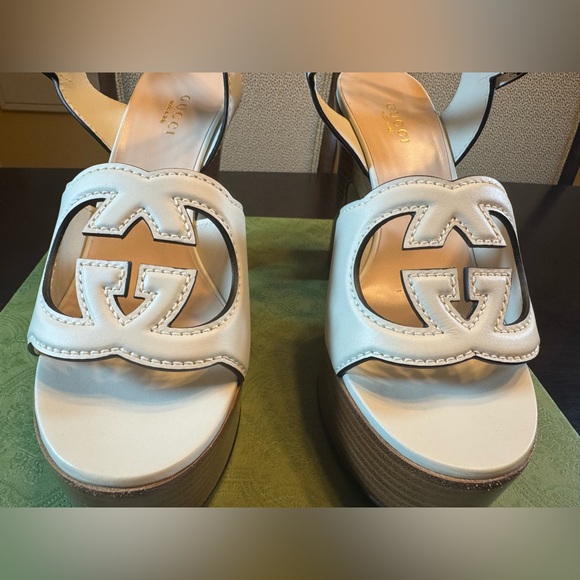 New Authentic Gucci GG Logo High Heel Platform Shoes Size 37 / US 7 - Picture 5 of 15